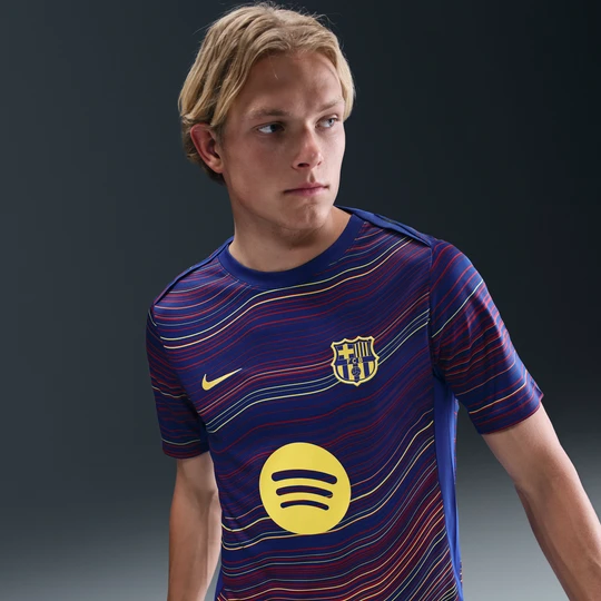 Zdjęcie produktu Męska przedmeczowa koszulka piłkarska z krótkim rękawem Nike Dri-FIT FC Barcelona Academy Pro (wersja domowa) - Niebieski