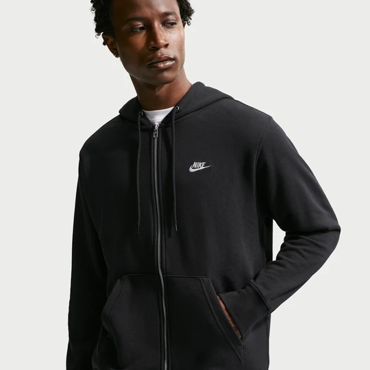 Zdjęcie produktu Męska rozpinana bluza dzianinowa z kapturem Nike Club - Czerń