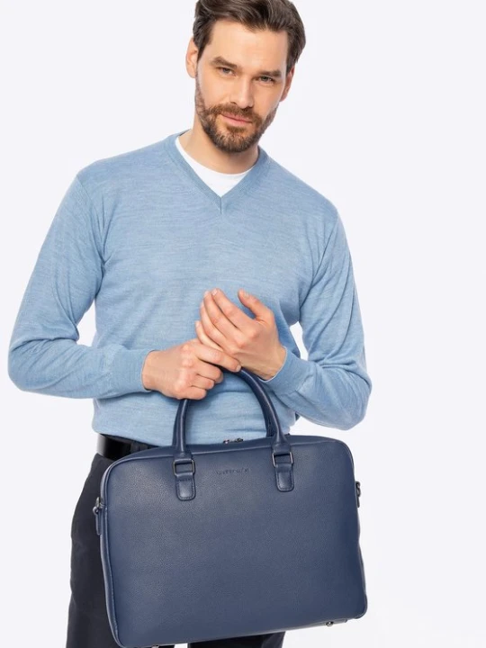 Zdjęcie produktu Torba na laptopa 16" z imitacji skóry granatowa Wittchen