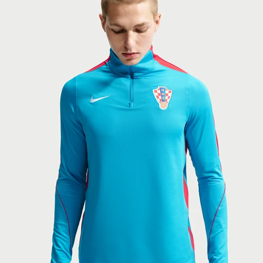 Zdjęcie produktu Męska treningowa koszulka piłkarska z zamkiem 1/2 Nike Dri-FIT Strike Drill Chorwacja 2026 - Niebieski