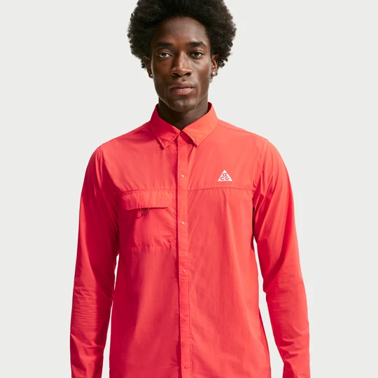 Zdjęcie produktu Męska zapinana na guziki koszulka do biegania w terenie z długim rękawem ACG „Aireez” - Czerwony Nike