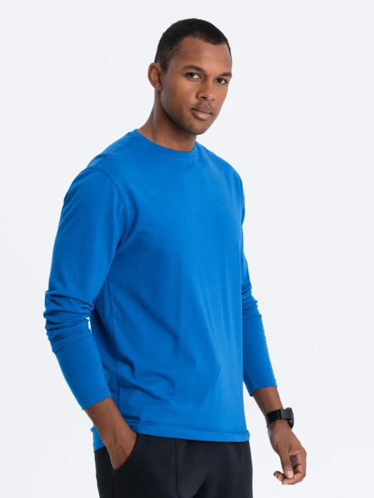 Zdjęcie produktu Męski longsleeve BASIC z okrągłym dekoltem - niebieski V9 Ombre Clothing