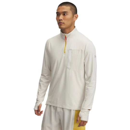 Zdjęcie produktu Męski longsleeve do biegania Under Armour UA Trail Run Quarter Zip - beżowy