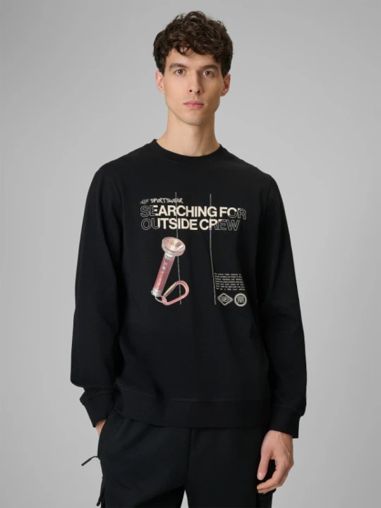 Zdjęcie produktu Męski longsleeve z nadrukiem 4F 4FRSS26TLONM674 - czarny