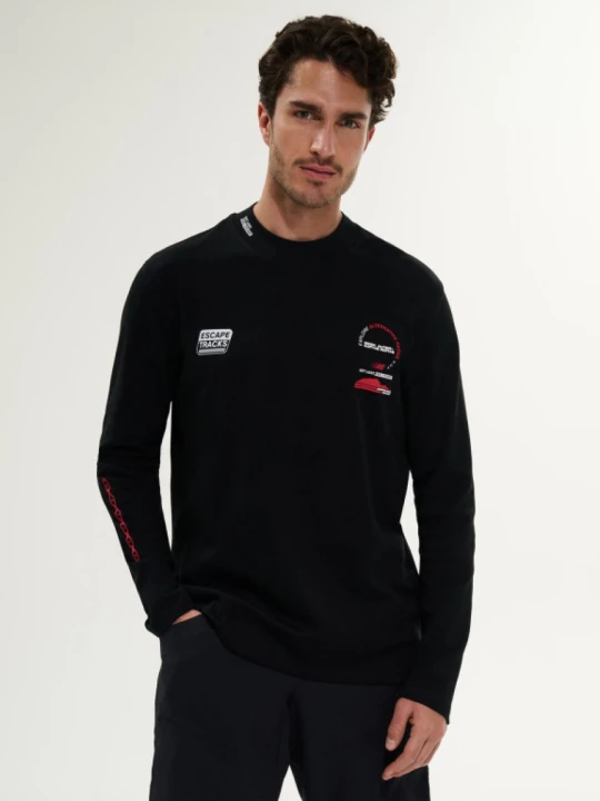 Zdjęcie produktu Męski longsleeve z nadrukiem 4F4FRSS26TLONM679 - czarny