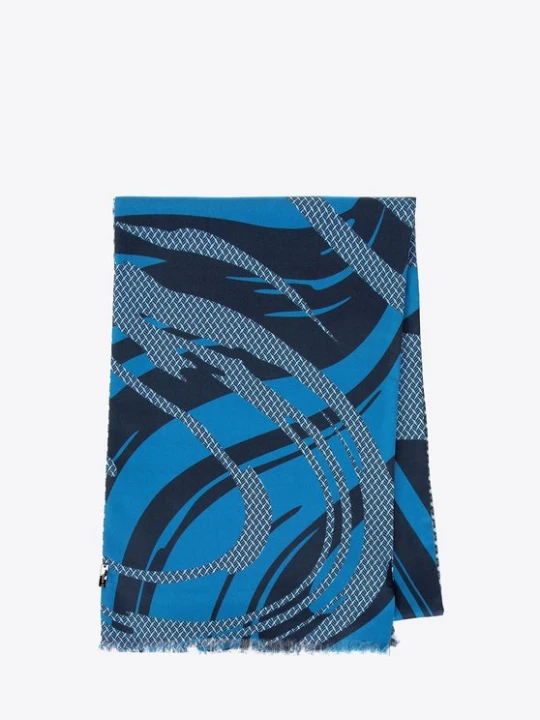 Zdjęcie produktu Męski szal jedwabny we wzory niebiesko - szary Wittchen