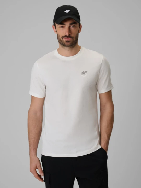 Zdjęcie produktu Męski t-shirt bez nadruku 4F 4FRSS26TTSHM3973 - biały