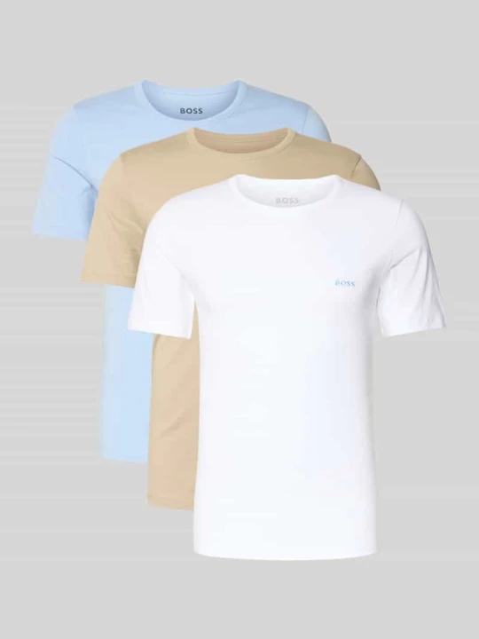 Zdjęcie produktu damski t-shirt o kroju regular fit w zestaw 3 szt. z czystej bawełna Boss Jasnoniebieski