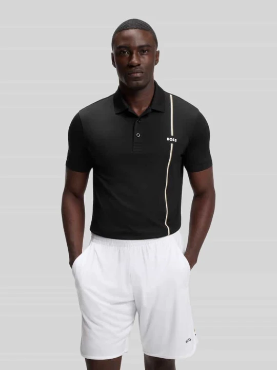 Zdjęcie produktu męski t-shirt o kroju regular fit sport z taśmą z logo Boss Czarny