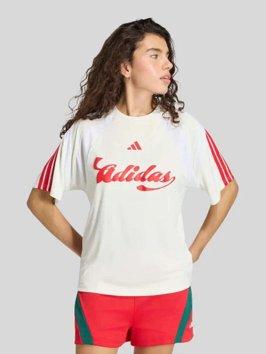 Zdjęcie produktu męski t-shirt o kroju regular fit z aplikacją z logo Adidas Złamany biały