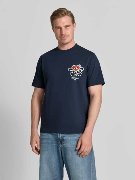 Zdjęcie produktu męski t-shirt o kroju regular fit z czystej bawełny Barbour Granatowy