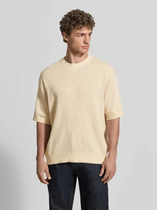Zdjęcie produktu męski t-shirt o kroju regular fit z czystej bawełny ekologicznej model 'MATTIS' Selected Homme Piaskowy