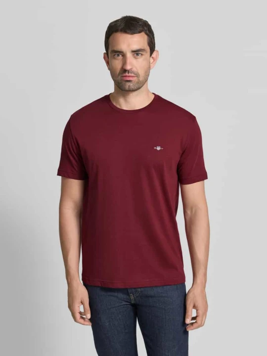 Zdjęcie produktu męski t-shirt o kroju regular fit z czystej bawełny Gant Bordowy