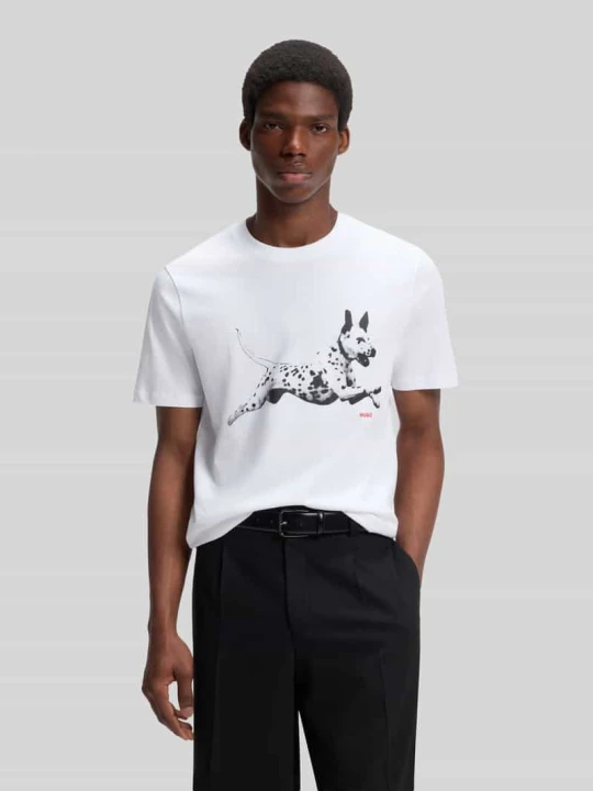 Zdjęcie produktu męski t-shirt o kroju regular fit z czystej bawełny Hugo Biały