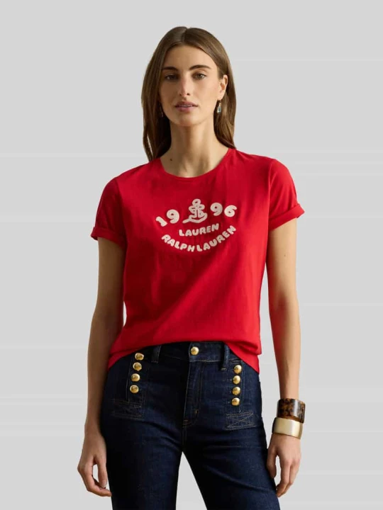 Zdjęcie produktu męski t-shirt o kroju regular fit z czystej bawełny Lauren Ralph Lauren Czerwony