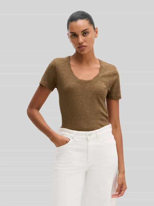 Zdjęcie produktu męski t-shirt o kroju regular fit z czystej bawełny Marc O'Polo Orzechowy