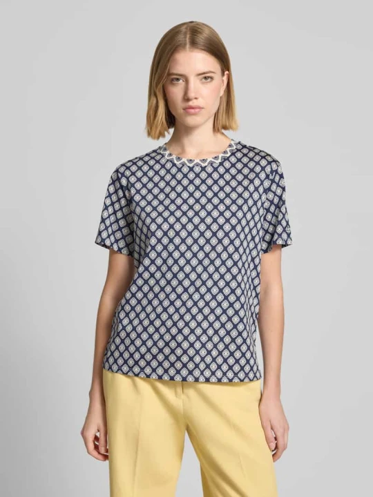 Zdjęcie produktu męski t-shirt o kroju regular fit z czystej bawełny model 'BUSSOLA' Weekend Max Mara Ciemnoniebieski