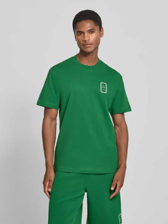 Zdjęcie produktu męski t-shirt o kroju regular fit z czystej bawełny model 'CN Tenniscourt Backprint' Lacoste Zielony