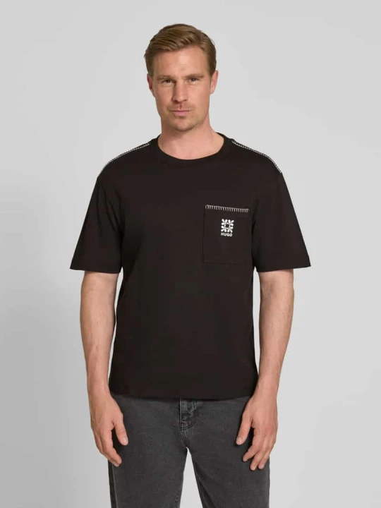 Zdjęcie produktu męski t-shirt o kroju regular fit z czystej bawełny model 'DARRO' Hugo Czarny
