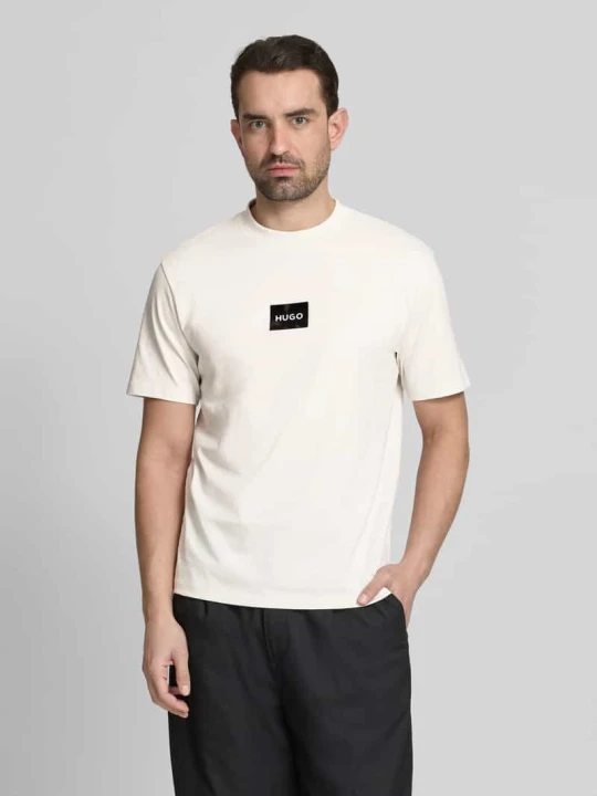 Zdjęcie produktu męski t-shirt o kroju regular fit z czystej bawełny model 'DUMEON' Hugo Gliniany