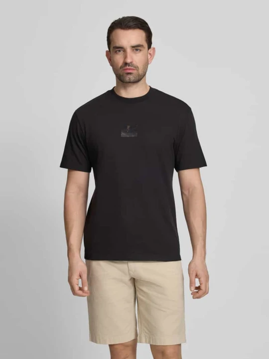 Zdjęcie produktu męski t-shirt o kroju regular fit z czystej bawełny model 'DUMEON' Hugo Czarny
