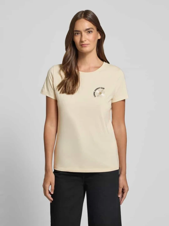 Zdjęcie produktu męski t-shirt o kroju regular fit z czystej bawełny model 'E_ELOVE_5' Boss Jasnożółty