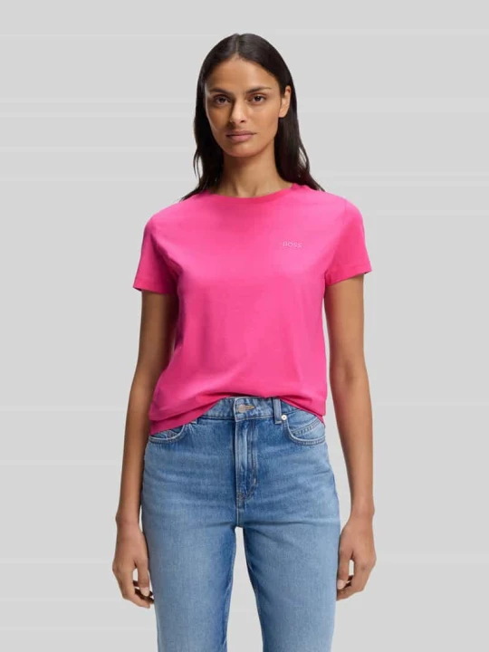 Zdjęcie produktu męski t-shirt o kroju regular fit z czystej bawełny model 'ESOGO' Boss Mocnoróżowy