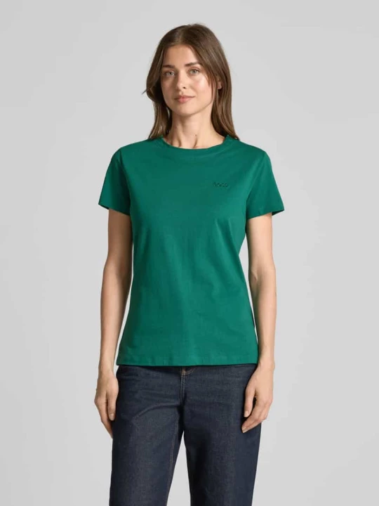 Zdjęcie produktu męski t-shirt o kroju regular fit z czystej bawełny model 'ESOGO' Boss Ciemnozielony