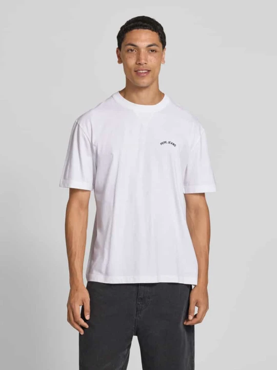 Zdjęcie produktu męski t-shirt o kroju regular fit z czystej bawełny model 'John Tee' Pepe Jeans Biały
