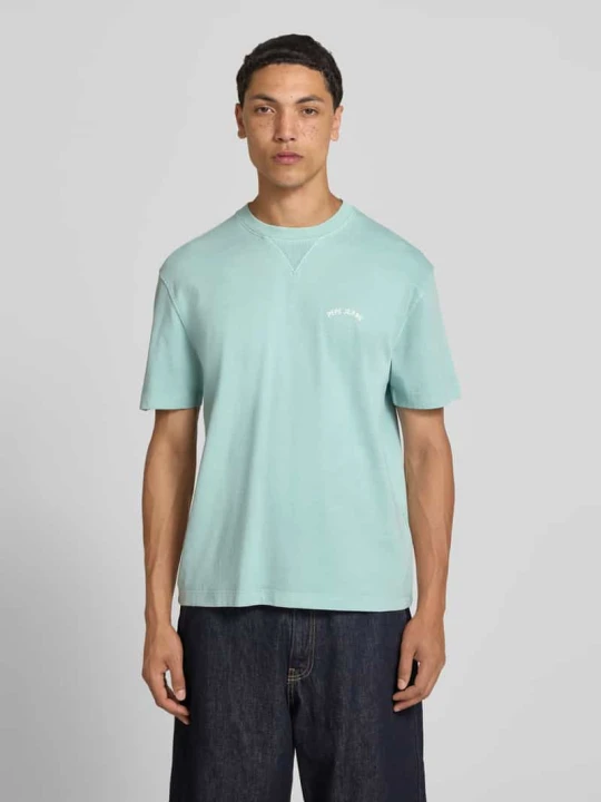Zdjęcie produktu męski t-shirt o kroju regular fit z czystej bawełny model 'John Tee' Pepe Jeans Morski