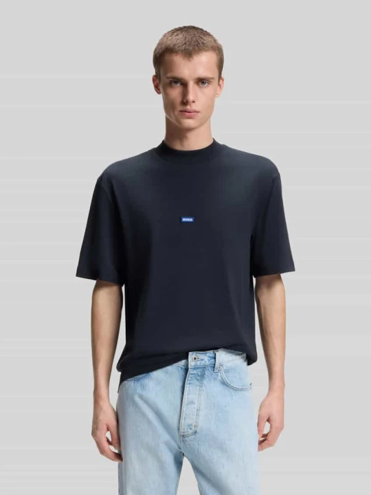 Zdjęcie produktu męski t-shirt o kroju regular fit z czystej bawełny model 'NIEROS' Hugo Granatowy