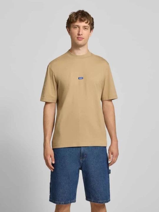 Zdjęcie produktu męski t-shirt o kroju regular fit z czystej bawełny model 'NIEROS' Hugo Beżowy