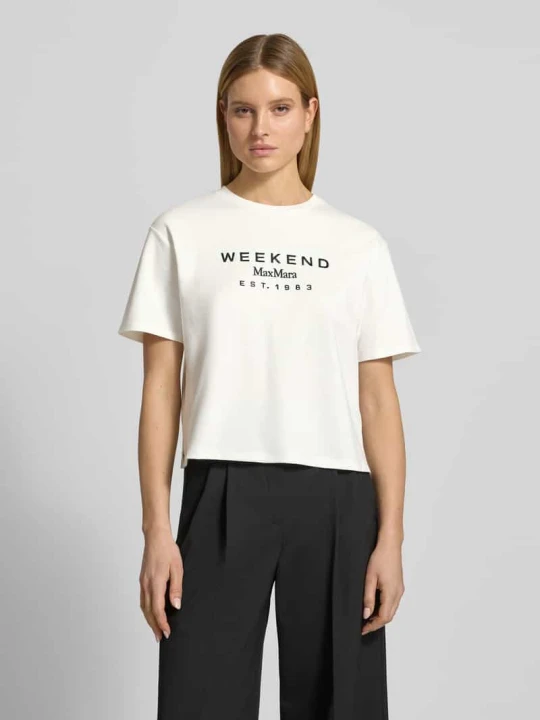 Zdjęcie produktu męski t-shirt o kroju regular fit z czystej bawełny model 'SABATO' Weekend Max Mara Biały