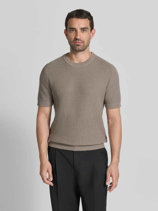 Zdjęcie produktu męski t-shirt o kroju regular fit z czystej bawełny model 'SAFFON' Hugo Jasnobrązowy