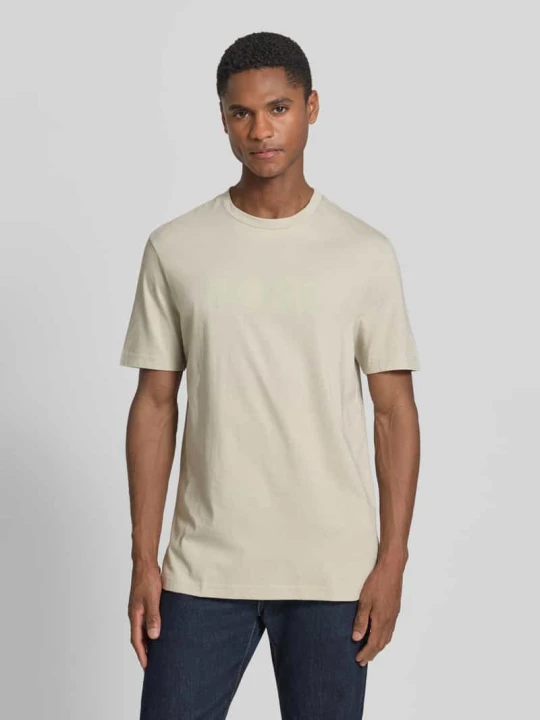 Zdjęcie produktu męski t-shirt o kroju regular fit z czystej bawełny model 'TE_LOGO' Boss Beżowy