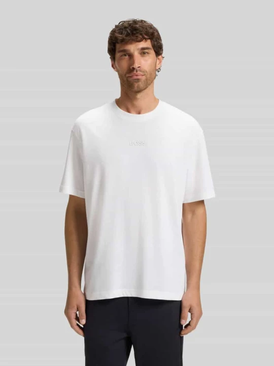 Zdjęcie produktu męski t-shirt o kroju regular fit z czystej bawełny model 'TEE 10' Boss Biały