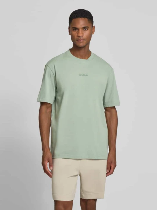 Zdjęcie produktu męski t-shirt o kroju regular fit z czystej bawełny model 'TEE 10' Boss Miętowy