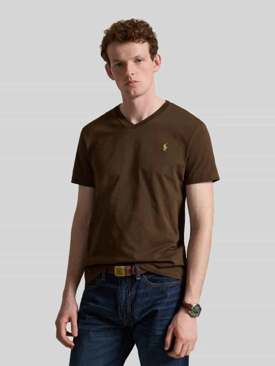 Zdjęcie produktu męski t-shirt o kroju regular fit z czystej bawełny Polo Ralph Lauren Średniobrązowy