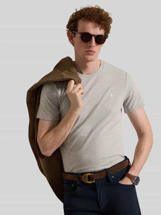 Zdjęcie produktu męski t-shirt o kroju regular fit z czystej bawełny Polo Ralph Lauren Jasnoszary