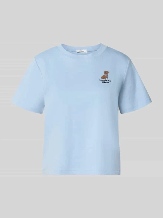 Zdjęcie produktu męski t-shirt o kroju regular fit z czystej bawełny s.Oliver Jasnoniebieski