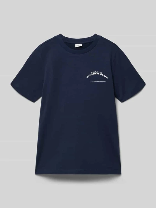 Zdjęcie produktu męski t-shirt o kroju regular fit z czystej bawełny s.Oliver Granatowy