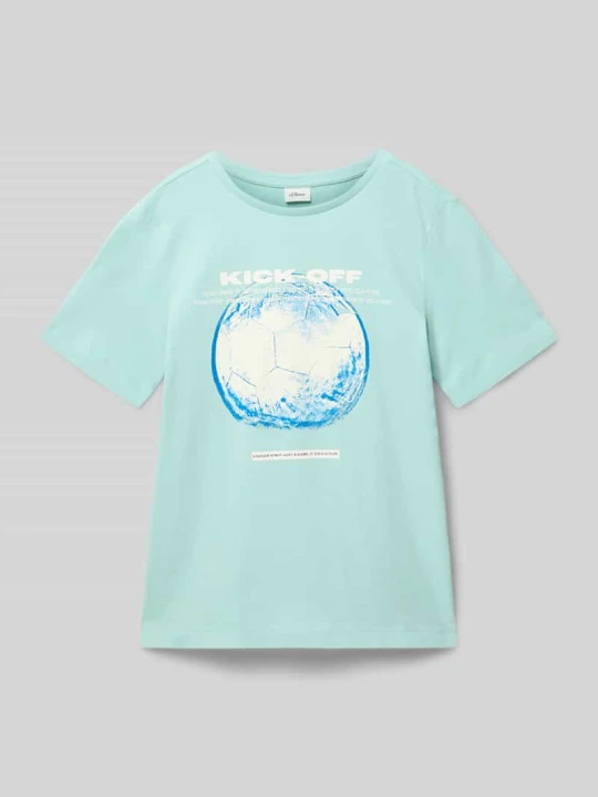 Zdjęcie produktu męski t-shirt o kroju regular fit z czystej bawełny s.Oliver Jasnoturkusowy