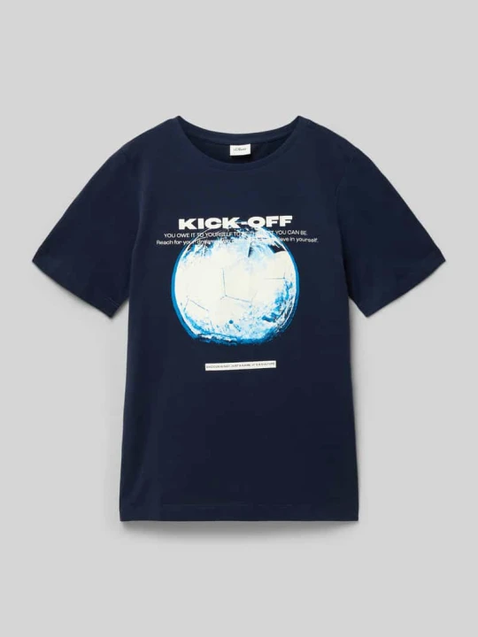 Zdjęcie produktu męski t-shirt o kroju regular fit z czystej bawełny s.Oliver Granatowy