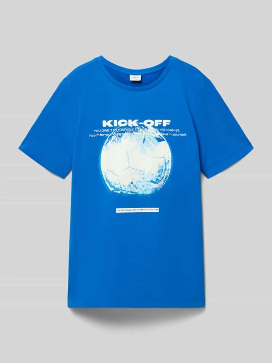 Zdjęcie produktu męski t-shirt o kroju regular fit z czystej bawełny s.Oliver Królewski niebieski