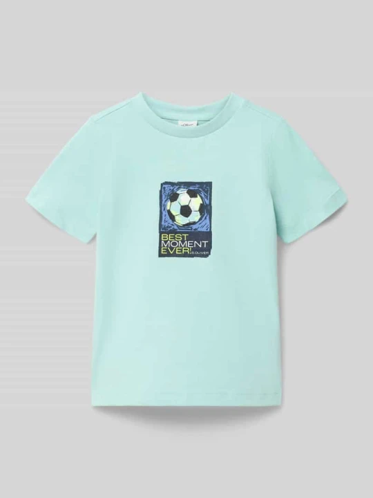 Zdjęcie produktu męski t-shirt o kroju regular fit z czystej bawełny s.Oliver Jasnoturkusowy