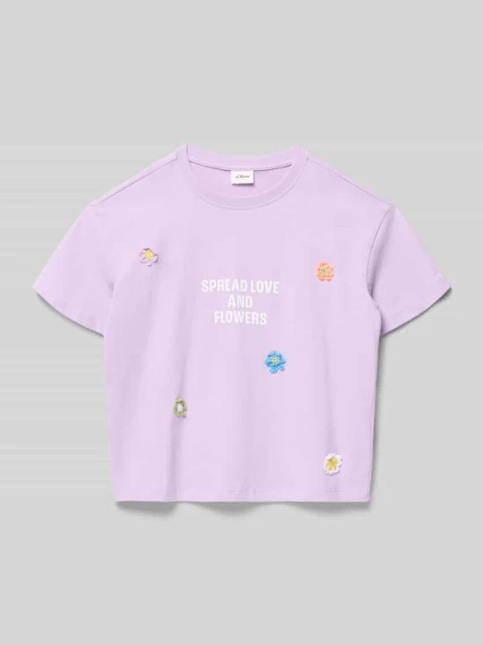 Zdjęcie produktu męski t-shirt o kroju regular fit z czystej bawełny s.Oliver Lawendowy