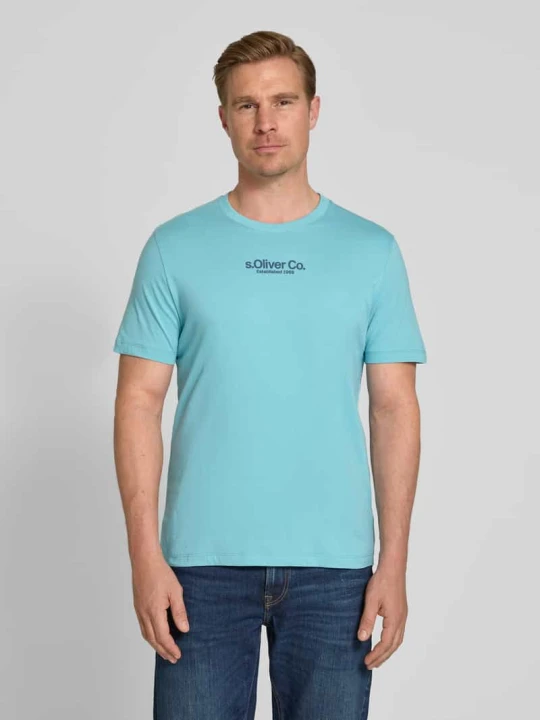 Zdjęcie produktu męski t-shirt o kroju regular fit z czystej bawełny s.Oliver Turkusowy