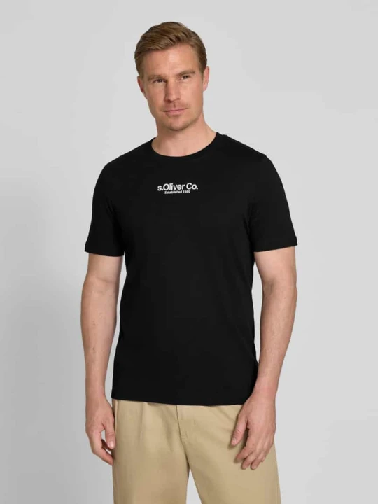 Zdjęcie produktu męski t-shirt o kroju regular fit z czystej bawełny s.Oliver Czarny