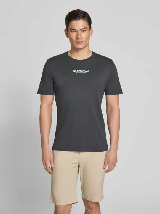 Zdjęcie produktu męski t-shirt o kroju regular fit z czystej bawełny s.Oliver Antracytowy