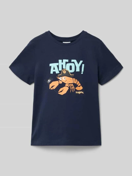 Zdjęcie produktu męski t-shirt o kroju regular fit z czystej bawełny s.Oliver Granatowy
